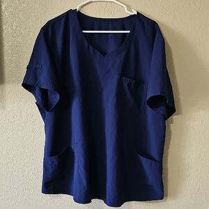 1b Scrubstar Navy Blue V-Neck Short Sleeve Medical Top
